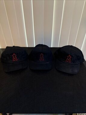 The Classic Black Baseball Cap Lot of 3 with Anahiem Angels Emblem